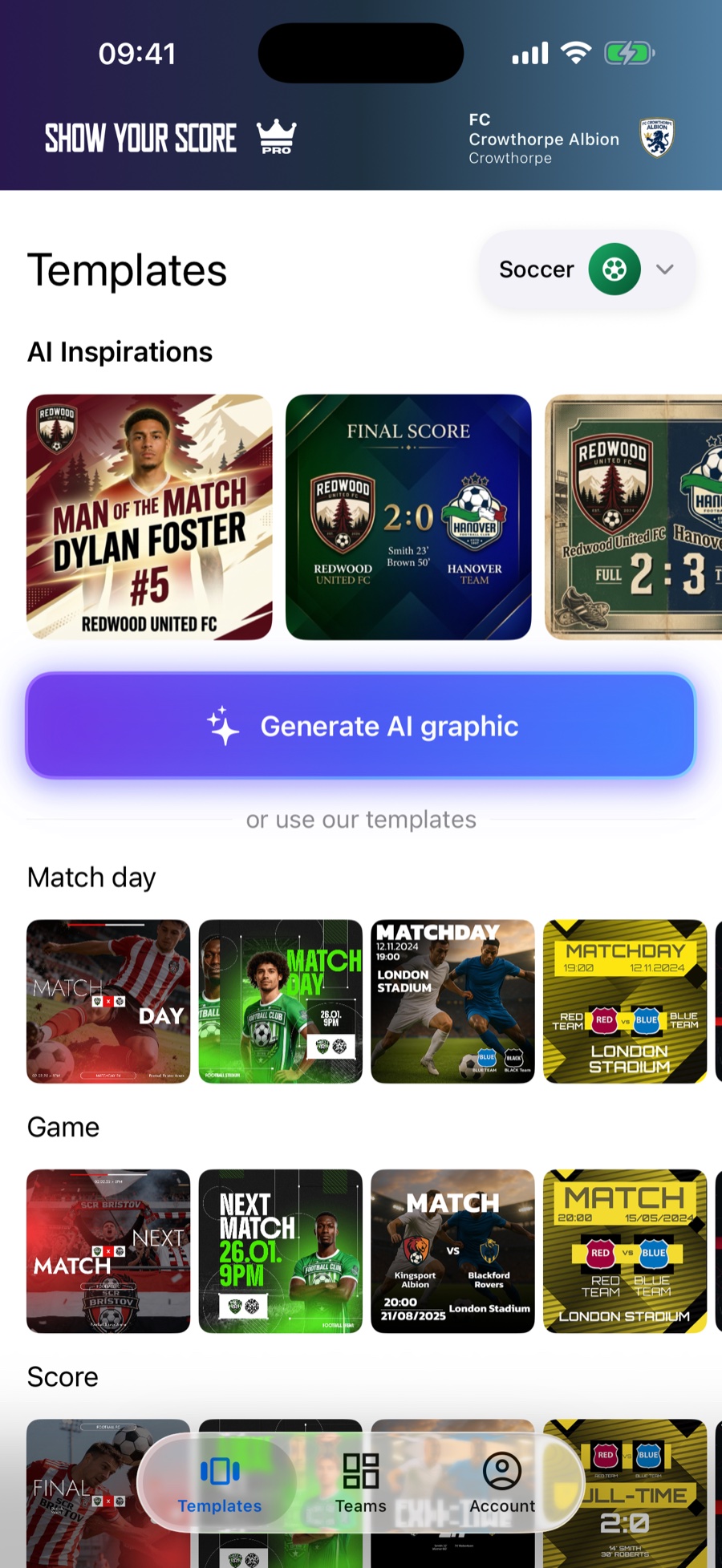 Show Your Score — Sports Graphics Maker App